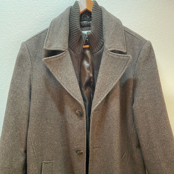 Kenneth Cole New York Men’s Wool Zippered Overcoat Size M Brown - Picture 2 of 10